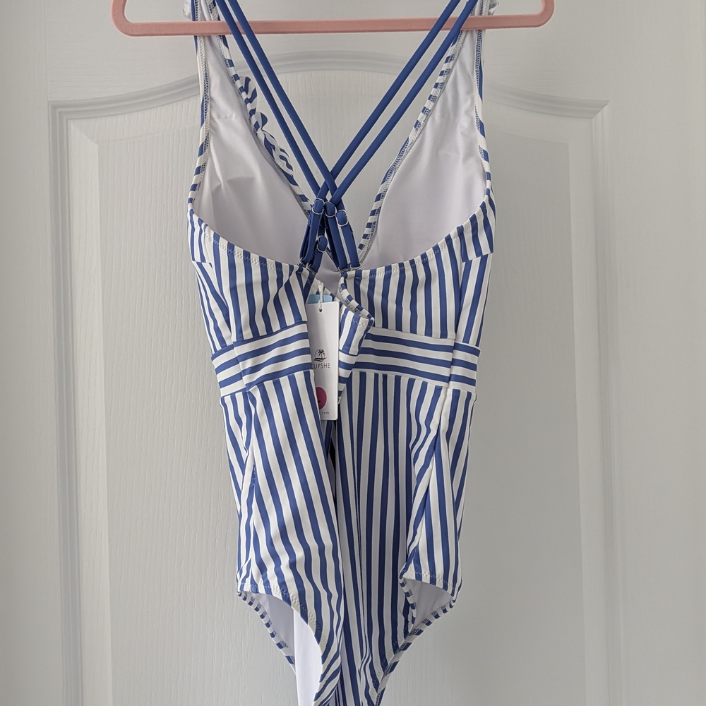Cupshe Blue and White One Piece Striped Swimsuit - Picture 2 of 2